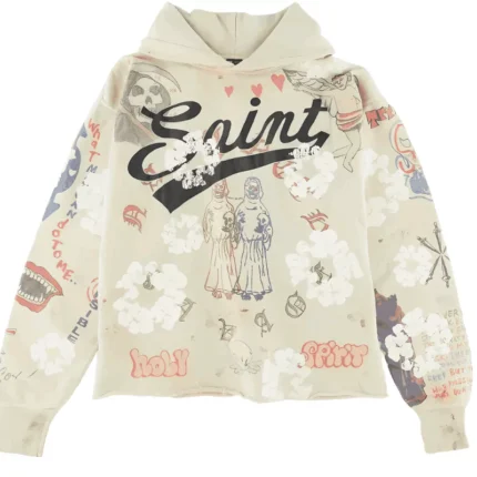 Saint Mxx Denim Tears Graffiti Grey Hoodie